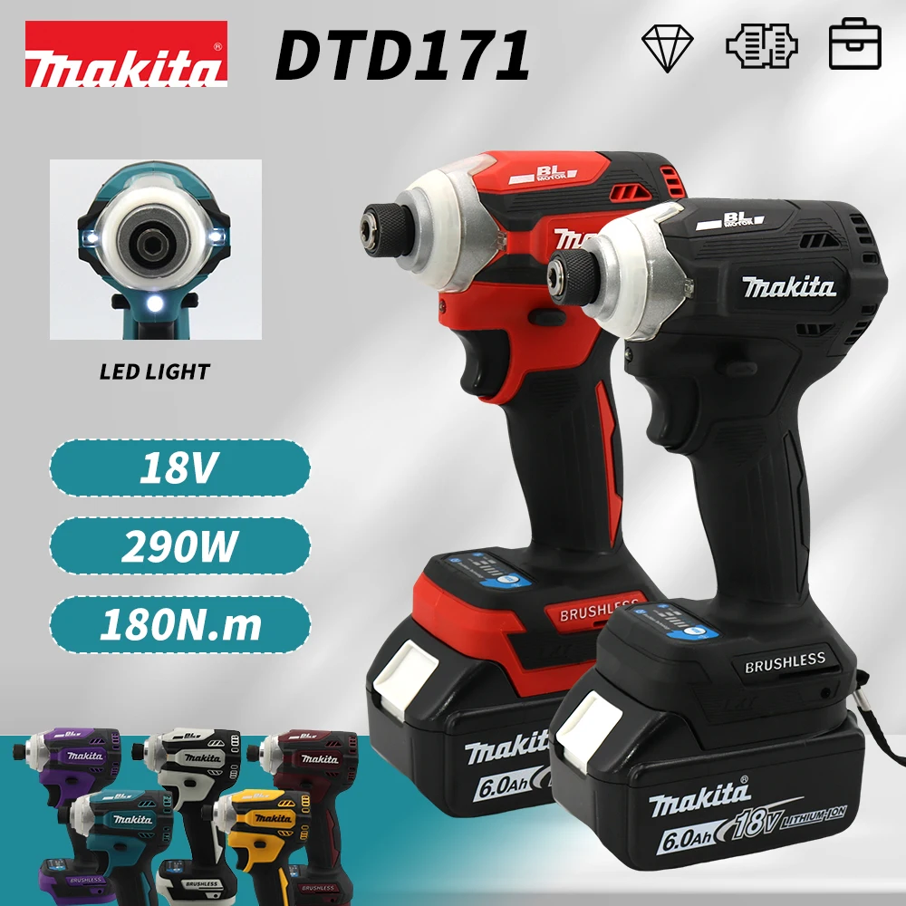Makita DTD171 18 В Бесщеточный Аккумуляторный Ударный Шуруповерт Портативная