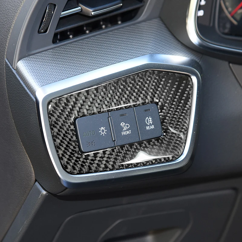 Фото Для Audi A6 C8 A7 2019-22 углеродное волокно, центральная консоль автомобиля, панель управления фарами, декоративная рамка, наклейка, аксессуары для интерьера №3