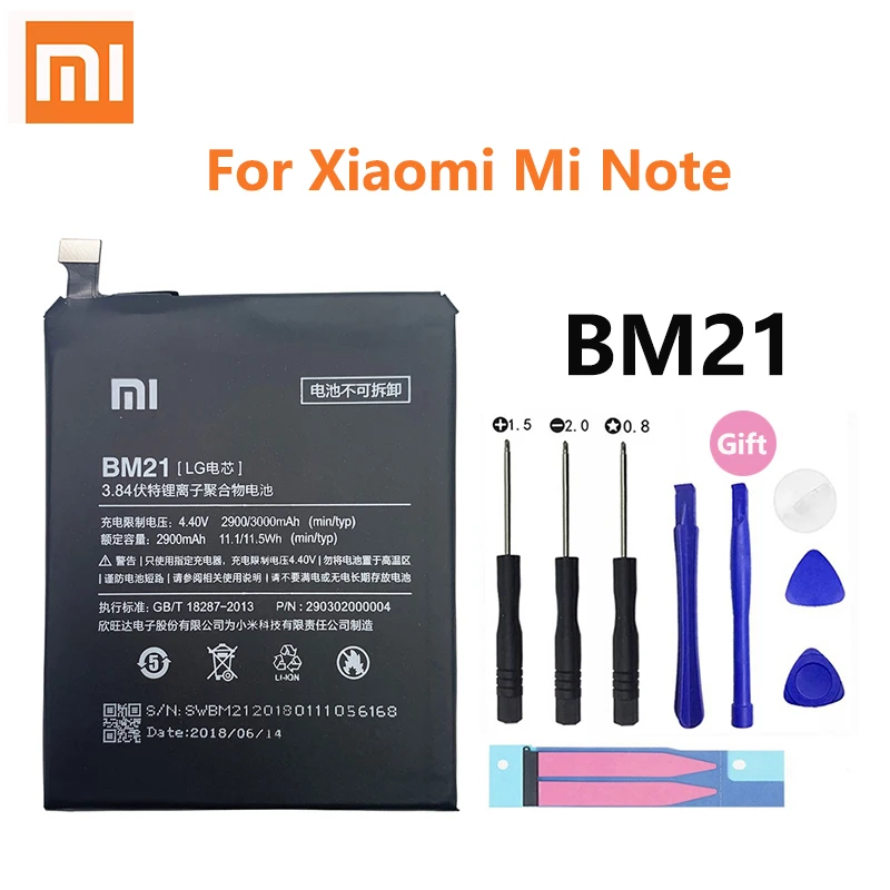 

100% Оригинальный аккумулятор Xiao mi BM21 3000 мАч для Xiaomi Mi Note MiNote 3 ГБ ОЗУ 5,7 дюйма высококачественные сменные батареи для телефона