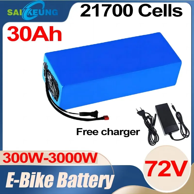 

21700 72v 60ah Battery 20 30 40 50 ah 300w-3000w High Power 84V Electric Bike Motor Scooter Ebike Batterie Pack with 100A BMS