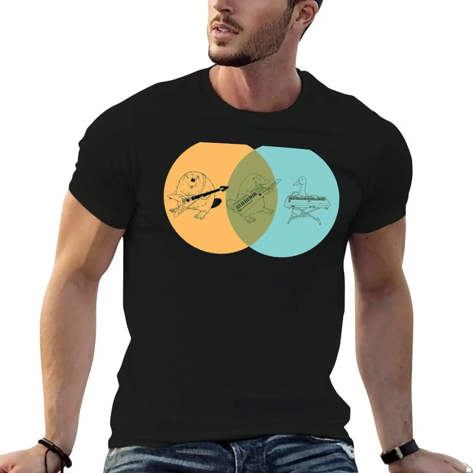 Фото Keytar Platypus Venn Diagram-футболка OGB аниме вещи летняя одежда аниме футболка мужская одежда №1