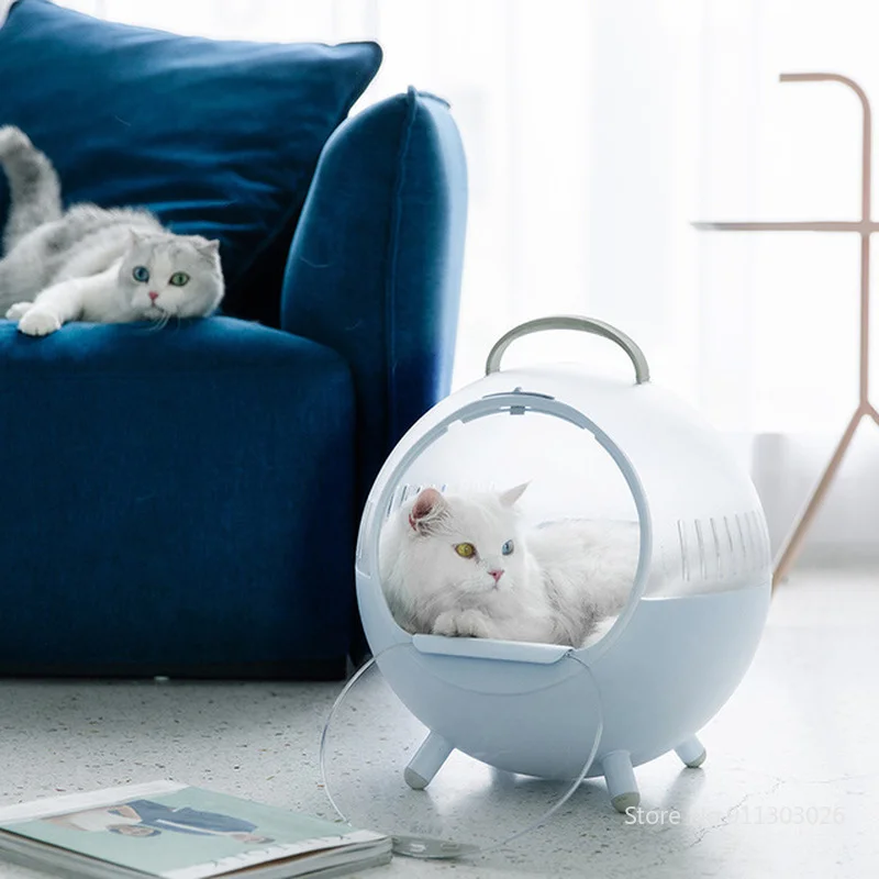 

Portable Cat Bag Space Capsule Transparent Breathable Cozy Pet Bags with Handle Multifunctional Cat Nest with Pad Pet Supplies