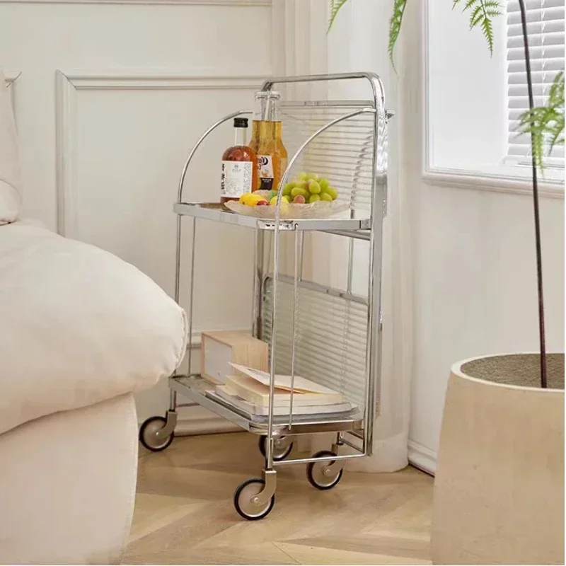 Фото Для Lamunlicher Glas-Beistelltisch Moderner прозрастер Couchtisch Klappwagen mit Rollen Ecklagerregal Wohn Voibel №3