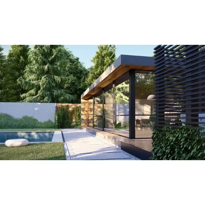 Holz uy Stil profession elle zarte Design Outdoor Luxus Wohnzimmer Flachdach Licht Stahlhaus