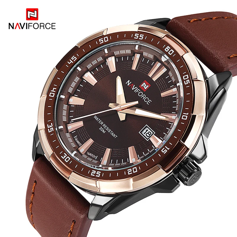  NAVIFORCE Mens Watches Top Luxury Brand Fashion Sport Watches Men Waterproof Quartz Clock Male Army Military Leather Wrist Watch 