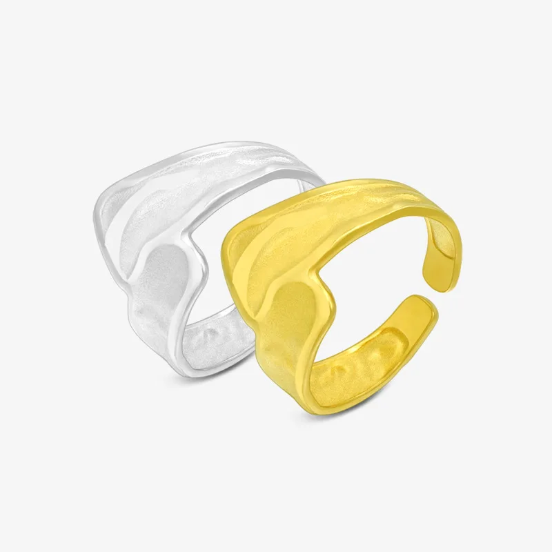 

Minimalist Stainless Steel Gold Silver Color Geometric Wave Open Adjustable Ring for Women Men Party Birthday Jewelry Gift