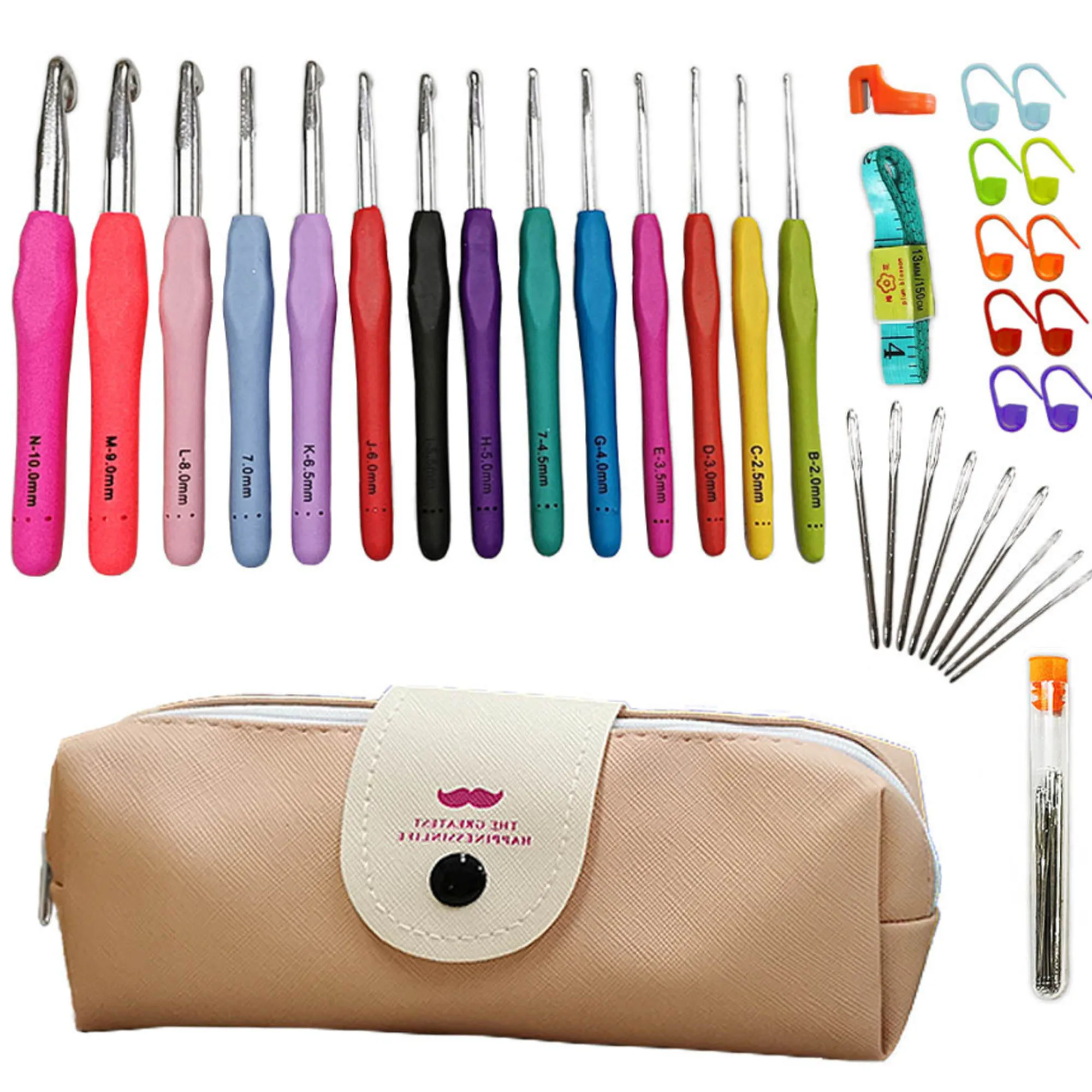 

Набор из 14 элементов, 2 мм (B)-10 мм (N), инструмент для вязания, силиконовое вязание крючком, длинный стильный измеритель красоты, вязание крючком