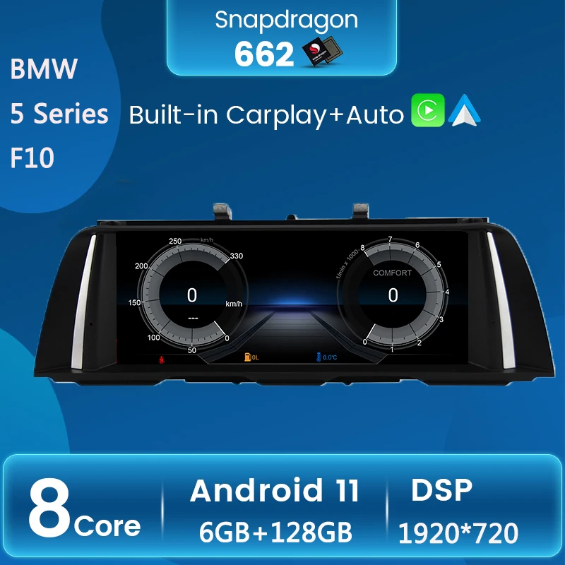 

UJQW Snapdragon CarPlay Android Car Radio Stereo Multimedia Navigation Player GPS For BMW 5 Series F10/F11/F18 6G 128G Head unit