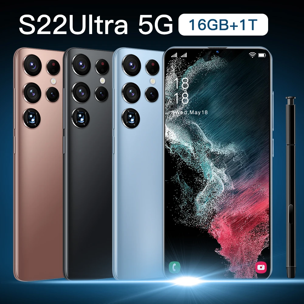 Смартфон глобальная версия New S22 Ultra 6 7 дюйма 4G/телефон 16 ГБ + ТБ 6800 мАч 32 64 Мп