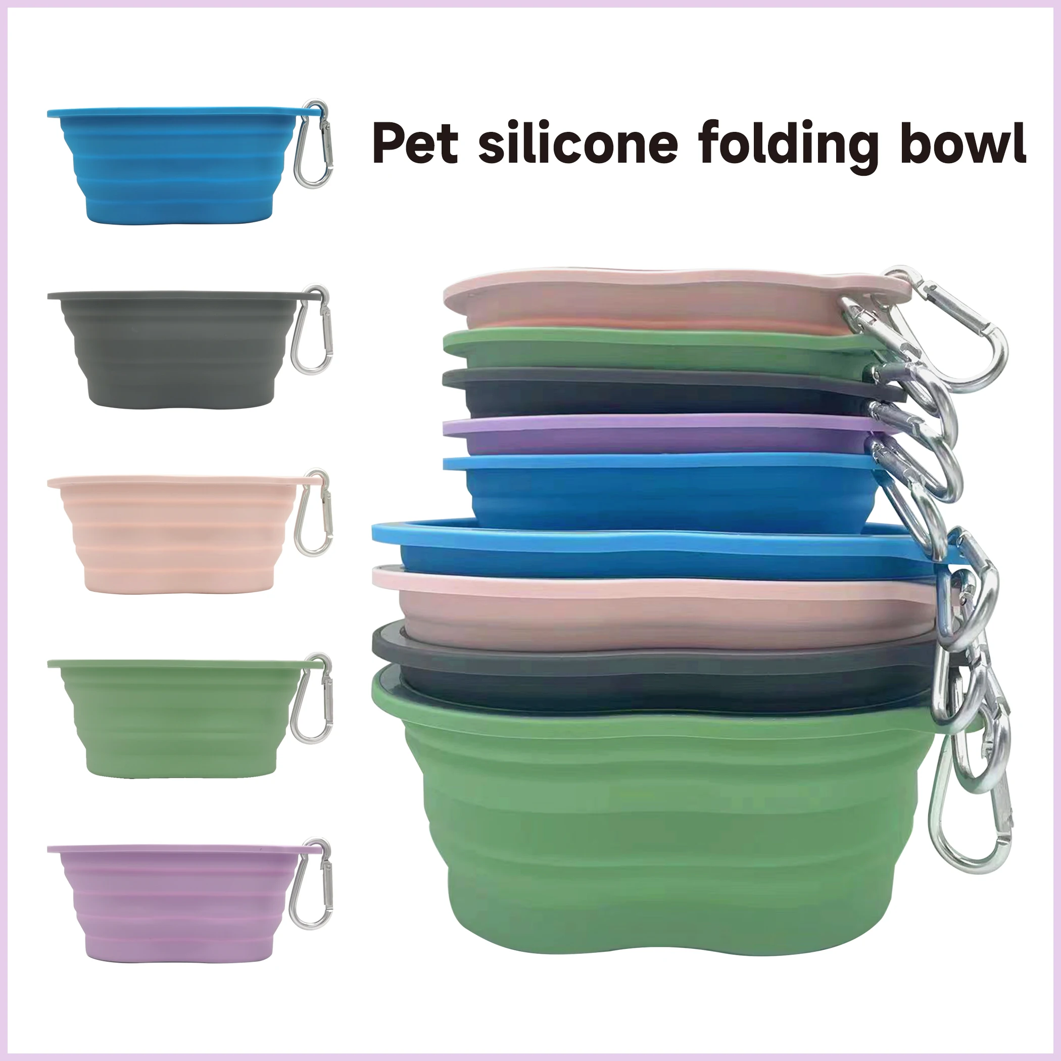 Folding Silicone Dog Bowl Large Pet Portable Water Bowl Outdoor Pets Feeding Bowl for Traveling Camping  Collapsible Single Bowl