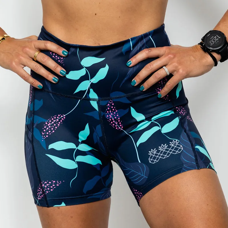 Tres Pinas Running Shorts Yoga Shorts Women's High Waist Lifting Push Up Tight Sports Pocket Fitness Breathable Gym Yoga Pants