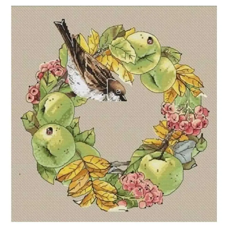 

Набор для вышивки крестиком, набор «сделай сам» с рисунком фруктов, птиц, гирлянд, 11CT 14CT, китайский Набор для вышивки крестиком, для домашнег...