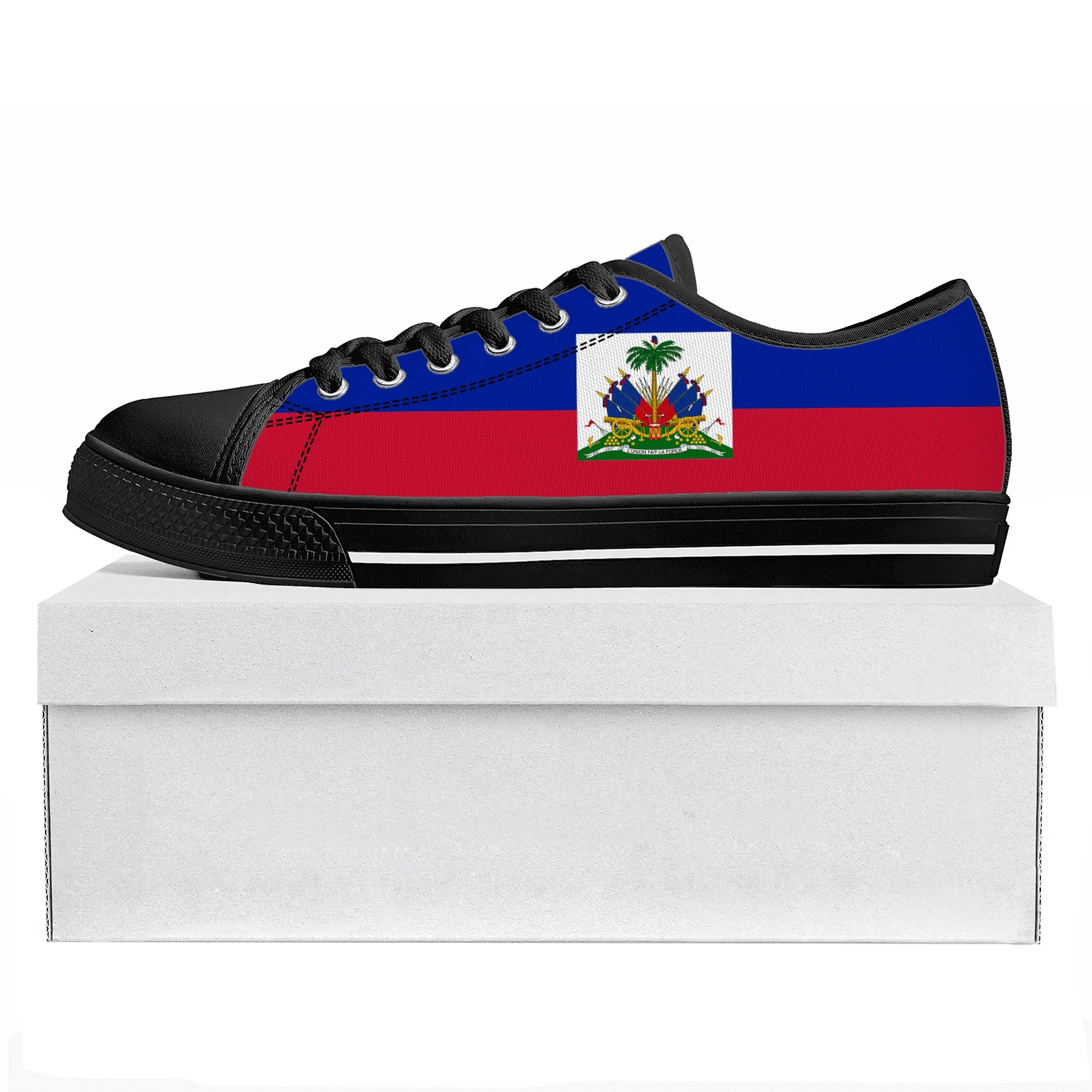 

Haitian Flag Low Top High Quality Sneakers Mens Womens Teenager Canvas Sneaker Haiti Prode Casual Couple Shoes Custom Shoe