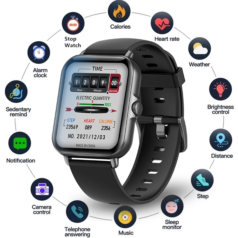 

2022 New Smart Watch Men 1.69 Inch Sreen Real-time Heart Rate Monitoring Bluetooth Call GTS 3 Women Smartwatch for Xiaomi Huawei