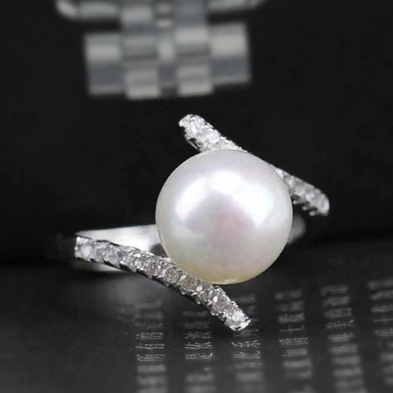 

Huitan Elegant Simulated Pearl Rings for Women Wedding Engagement Bands Accessories with CZ Stone Exquisite Gift Fashion Jewelry