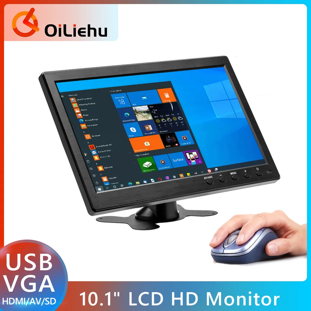 

Автомобильный монитор Oliehu, 10,1 дюйма, HDMI, VGA, сенсорный ЖК-дисплей для камеры заднего вида и домашней безопасности