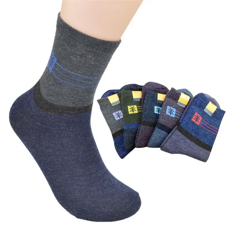 

1 Pair Random Color Men's Wool Socks For Autumn And Winter New Imitation Wool Socks For Men Warm Floor Soft Socks