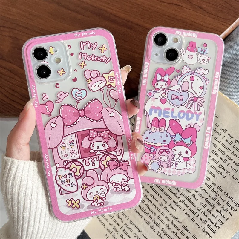 

Kawaii Sanrio MyMelody чехлы для телефонов iPhone 13 12 11 Pro Max XR XS MAX X 7/8Plus Y2k девушки мультфильм противоударный мягкий чехол Fundas