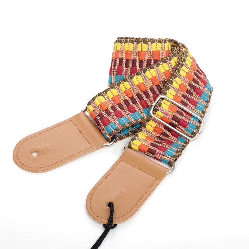1/2/5/10 PCS Nylon Guitar Strap Belt Soft Note Rhythm Adjustable Bass Acoustic Electric Folk Guitar Strap with Leather Ends