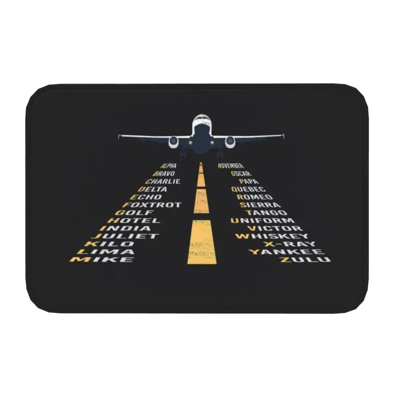 

Водонепроницаемый антискользящий коврик для дома Phonetic Alphabet Pilot Cadet Airplane