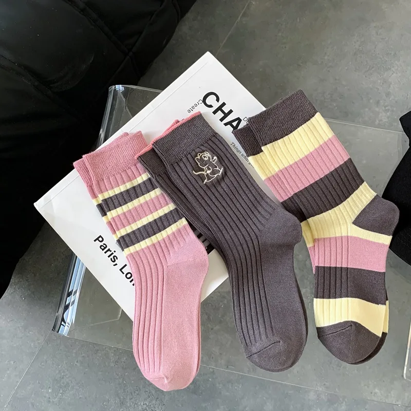 

Vintage Style Women's Socks Multi functional Double Needle Stacked Socks Autumn and Winter Personality Japanese Style Socks