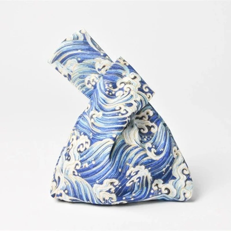 Женская тканевая Сумочка с узлом в японском стиле Милая женская кошелек для