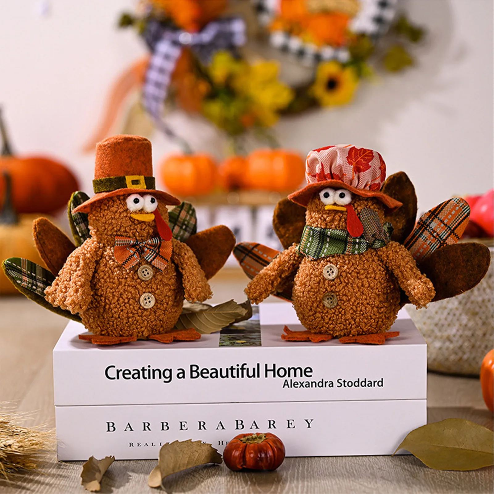 

Thanksgiving Turkey Doll Decorations With Stuffed Hats Lamb Wool Fibers Home Decor For Weddings Harvest Festivals Christmas