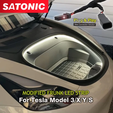 Светодиодная лента SATONIC Frunk Brighten, модифицированное освещение для Tesla Model 3, Y S, X, водонепроницаемая, 12 В, крутая и теплая искусственная кожа