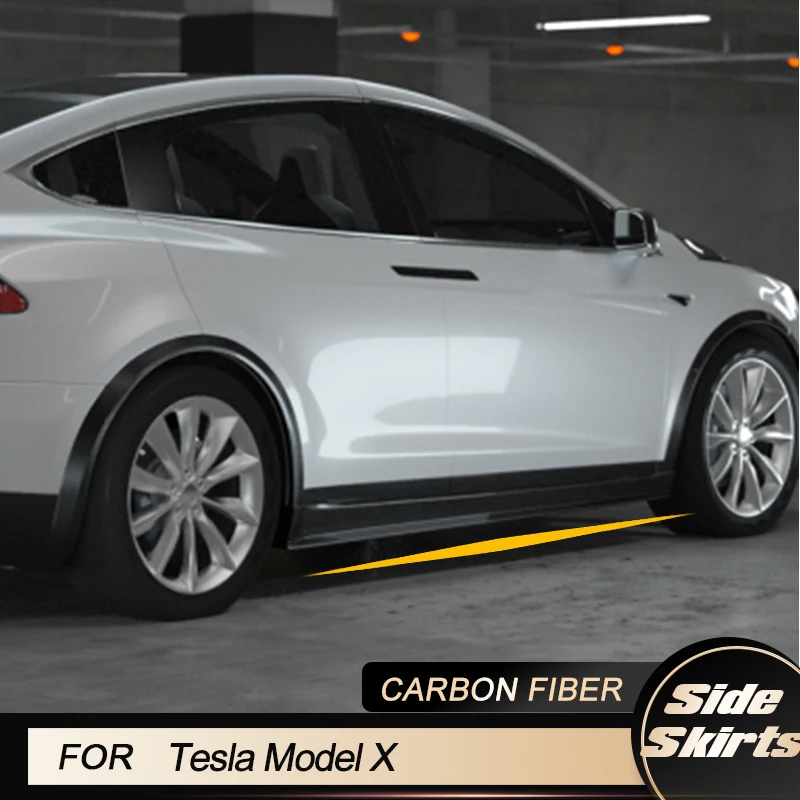 

Car Side Skirts Body Kit For Tesla Model X Sedan 4-Door 90D 75D 2016-2018 Door Side Skirts Extensions Aprons Lip Carbon Fiber