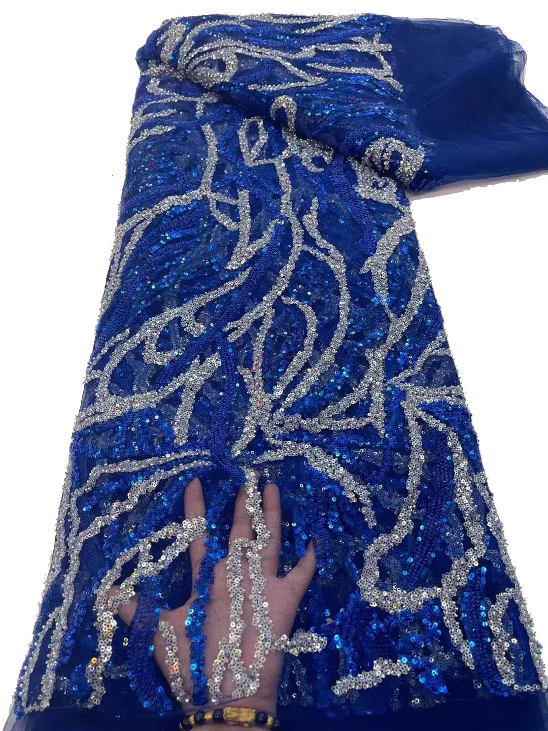 

Новинка 2023, тяжелая промышленная Вышивка из бисера, изысканная двухцветная вышивка блестками, модное Изысканное вечернее платье из ткани, 5 ярдов