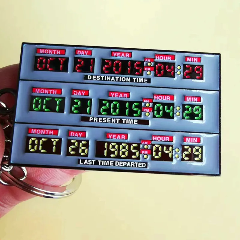 Marty McFly Delorean Keyring Time Circuits Machine Key Chain Keychain Tags Pendant Alloy Metal Cosplay Jewelry Accessories