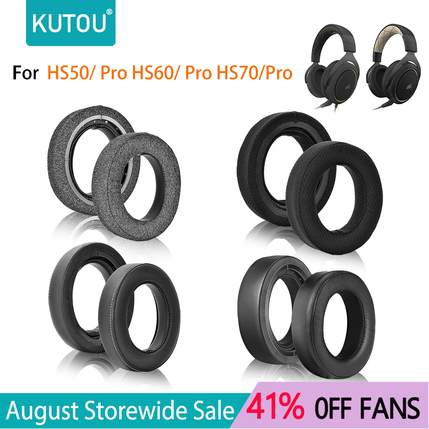 

KUTOU Replacement Earpads For Corsair HS50 Pro HS60 Pro HS70 Pro Headphones Ear Pads Ear Cushions High Quality Foam Pad