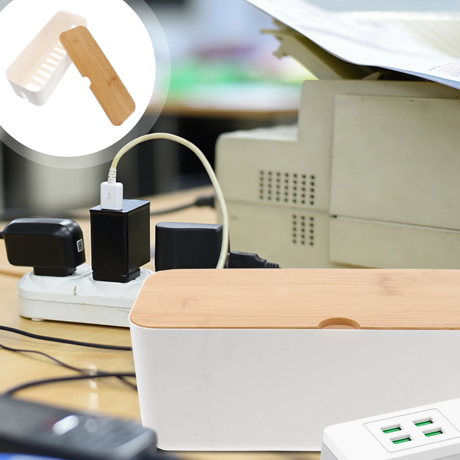 

Cable Management Box Office White Power Supply Household Wire Storage Container