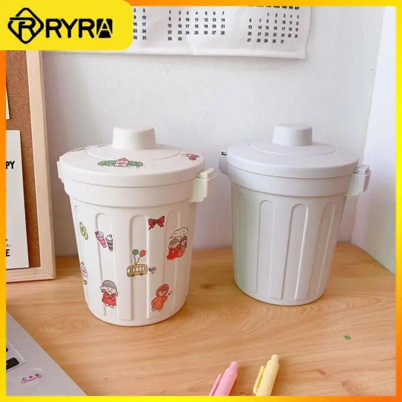 

10x18x15.2cm Waste Bin Creative Trash Bin With Lid Net Red Trash Can Household Cleaning Tools Light Gray/beige Garbage Can Mini