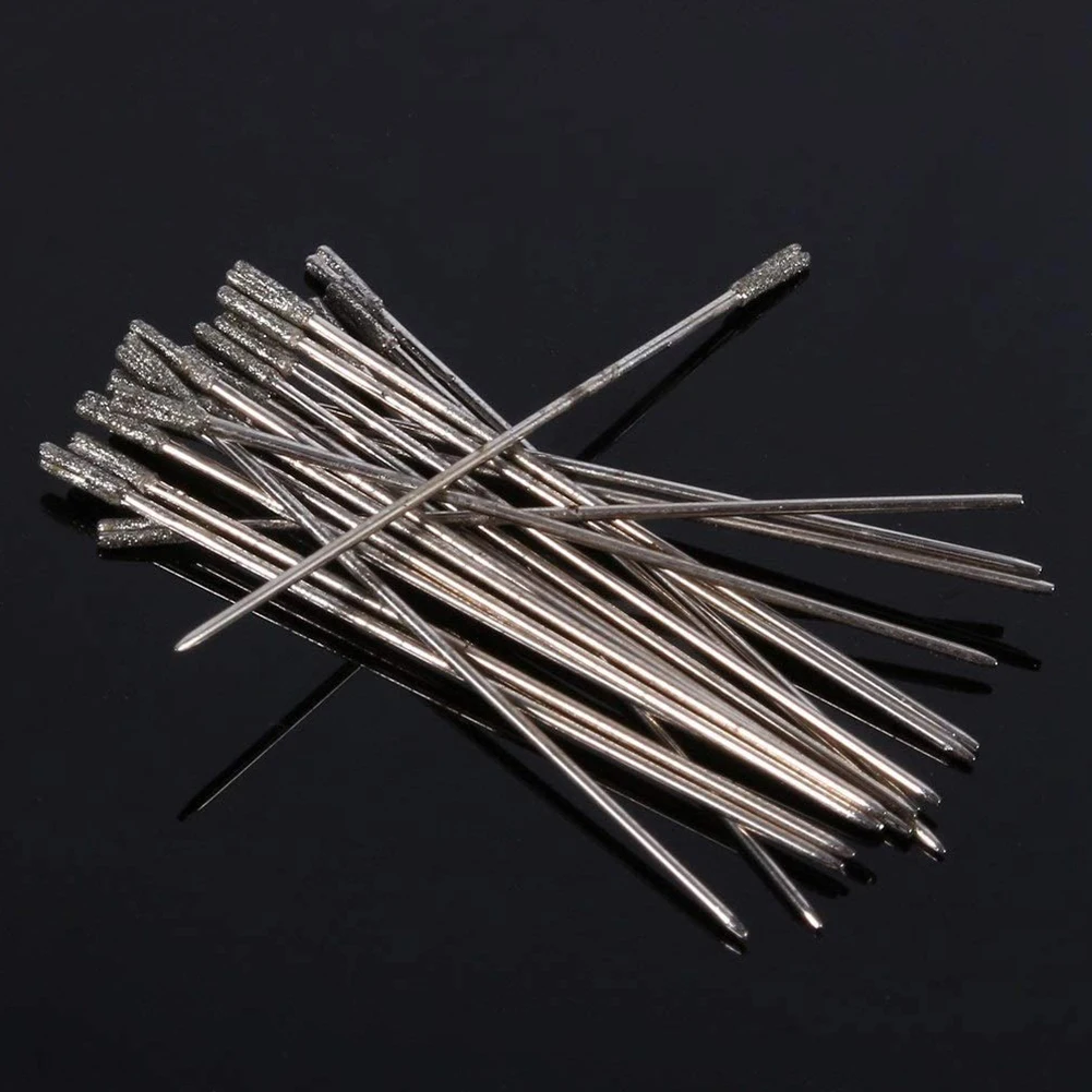 

20pcs 1mm Diamond Coated Lapidary Drill Bits Solid Bits Needle For Jewelry Ceramic Agate Jade Amber Crystal Drilling Tool