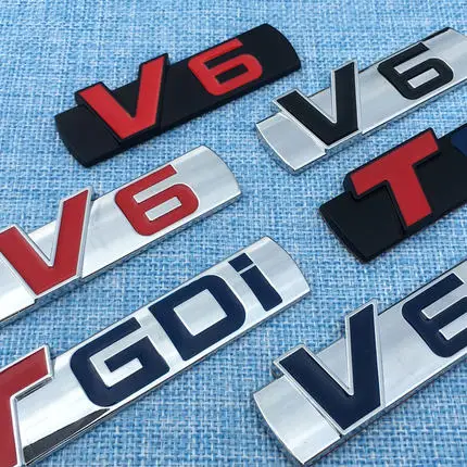 

3D Metal Zinc Alloy V6 LOGO Car Sticker Badge V-6 Engine Sign Rear Trunk Toyota Highlander Ford Mondeo Chevrolet Car Styling