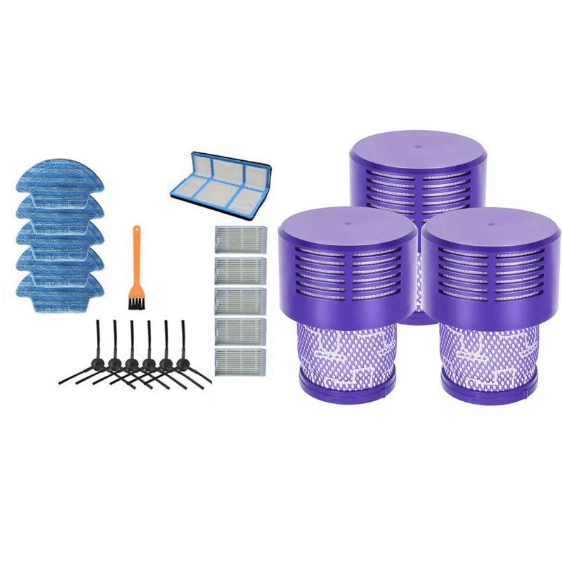 

3 Pack HEPA Filters For Dyson V10 SV12 With Main Side Brush HEPA Filter Mop Cloth For Chuwi Ilife V55 Pro