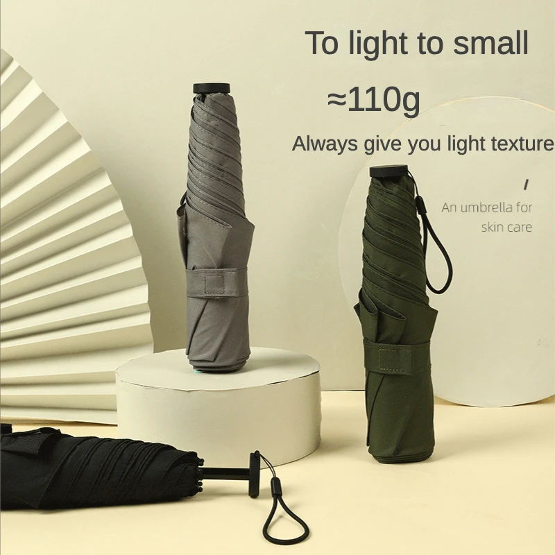 Mini Ultralight Umbrella for Women Girl Carbon Fiber Trifold Portable Pencil Sunny and Rainy Umbrella Paraguas Mujer Sombrillas