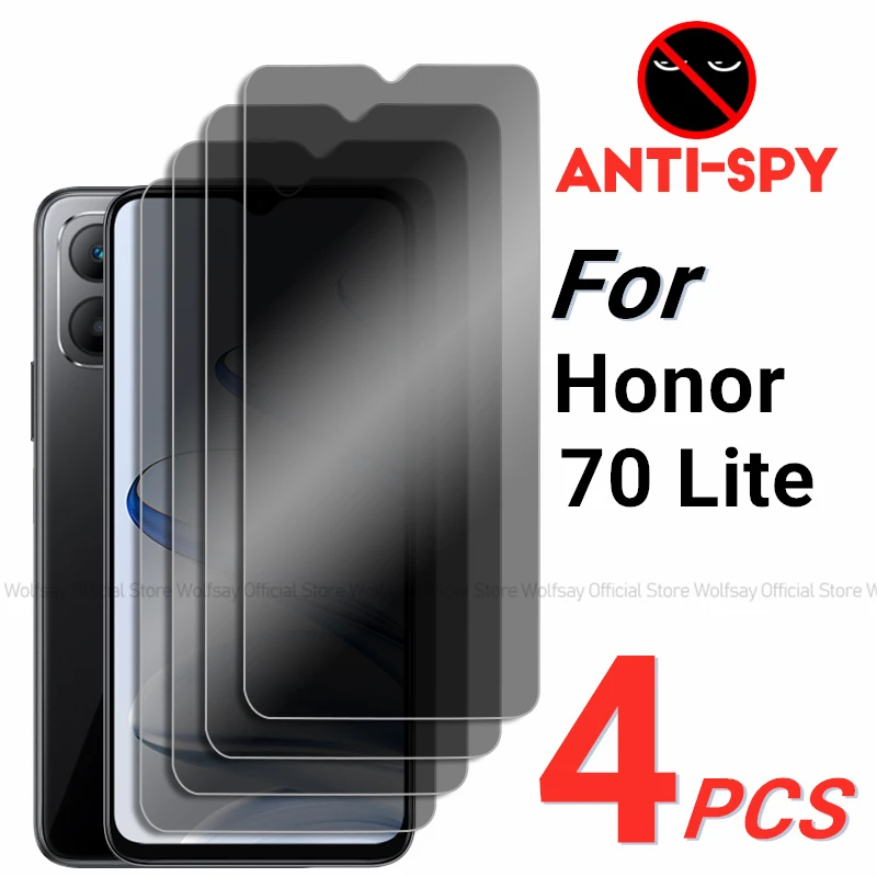 2/4 шт. протектор экрана для Honor 70 Lite антишпионское закаленное стекло полностью