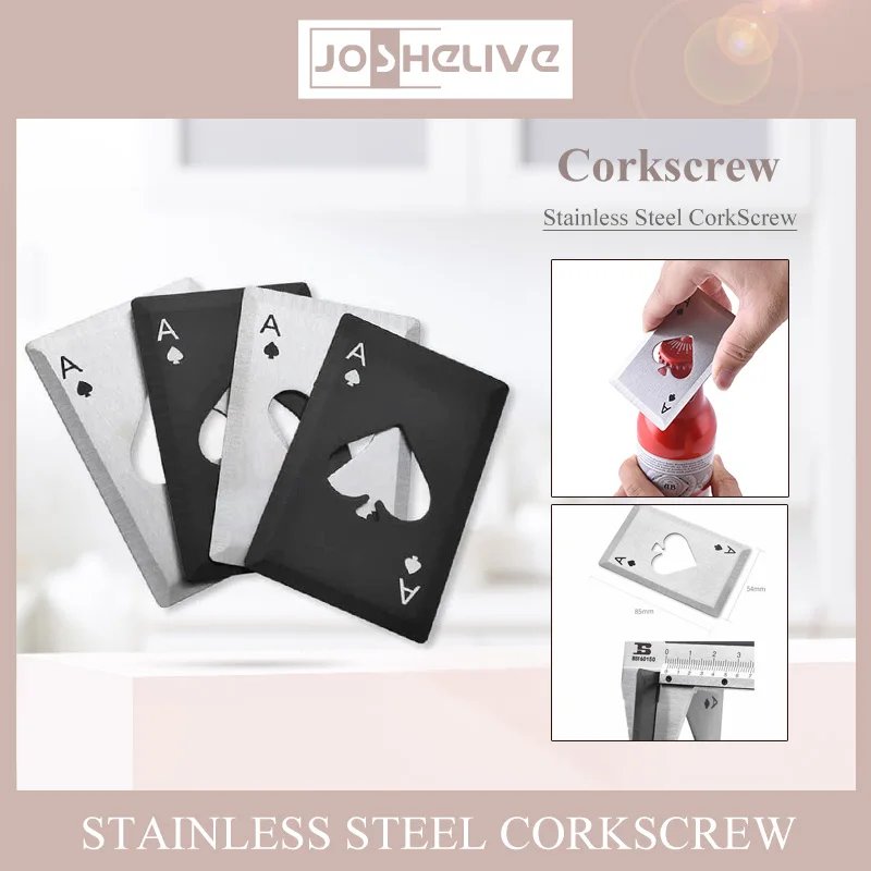 

Beer Opener Black/silver Throwing Cutting Multitool Poker Mini Spade A Pocket Card Bar Utensils Beer Bottle Opener Multifunction