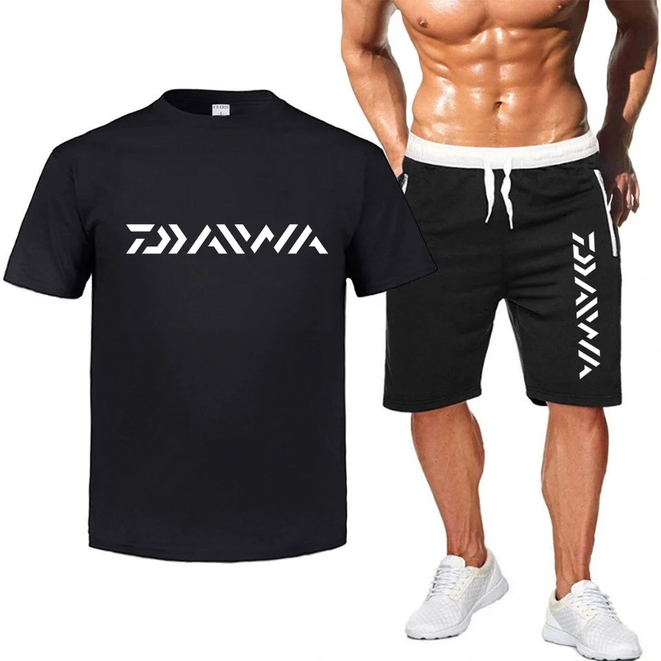 

Men's Summer DAIWA Fishing Suit New Fashion Entertainment Sports Clothing 2-Piece Outdoor Shorts Cotton Quick-Drying T-Shirt