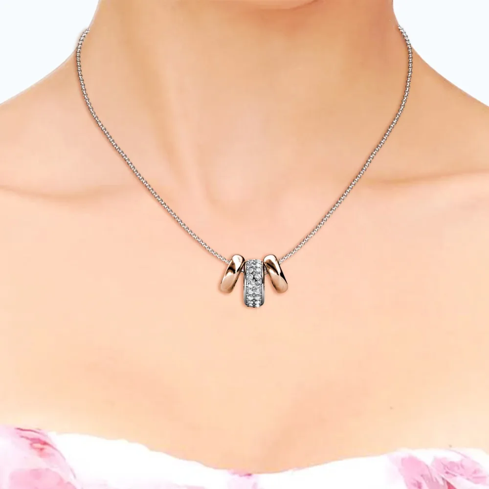 Фото Daisini Три бусины из стерлингового серебра 925 пробы, двухцветный кулон, ожерелье, минималистичные украшения, украшенные кристаллами Сваровски №3