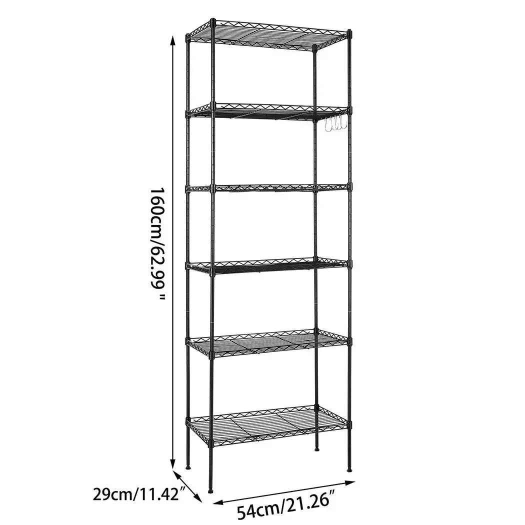 

2023 6 Tier Shelves Adjustable Height Organizer Storage Shelf Shelving Rack Carbon Steel with Baked Enamel Finishes and Anti-Rus