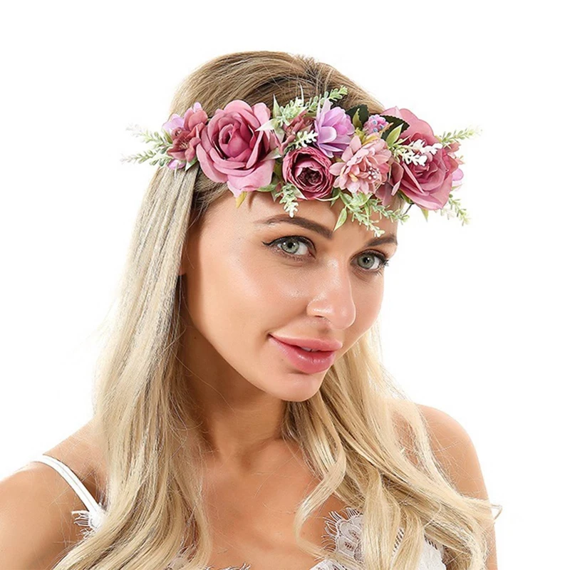 

Women Charm Flower Tiara Wedding Floral Headband Brid Garland Princess Wreath Girls Crown Headdress Party Hair Accessories