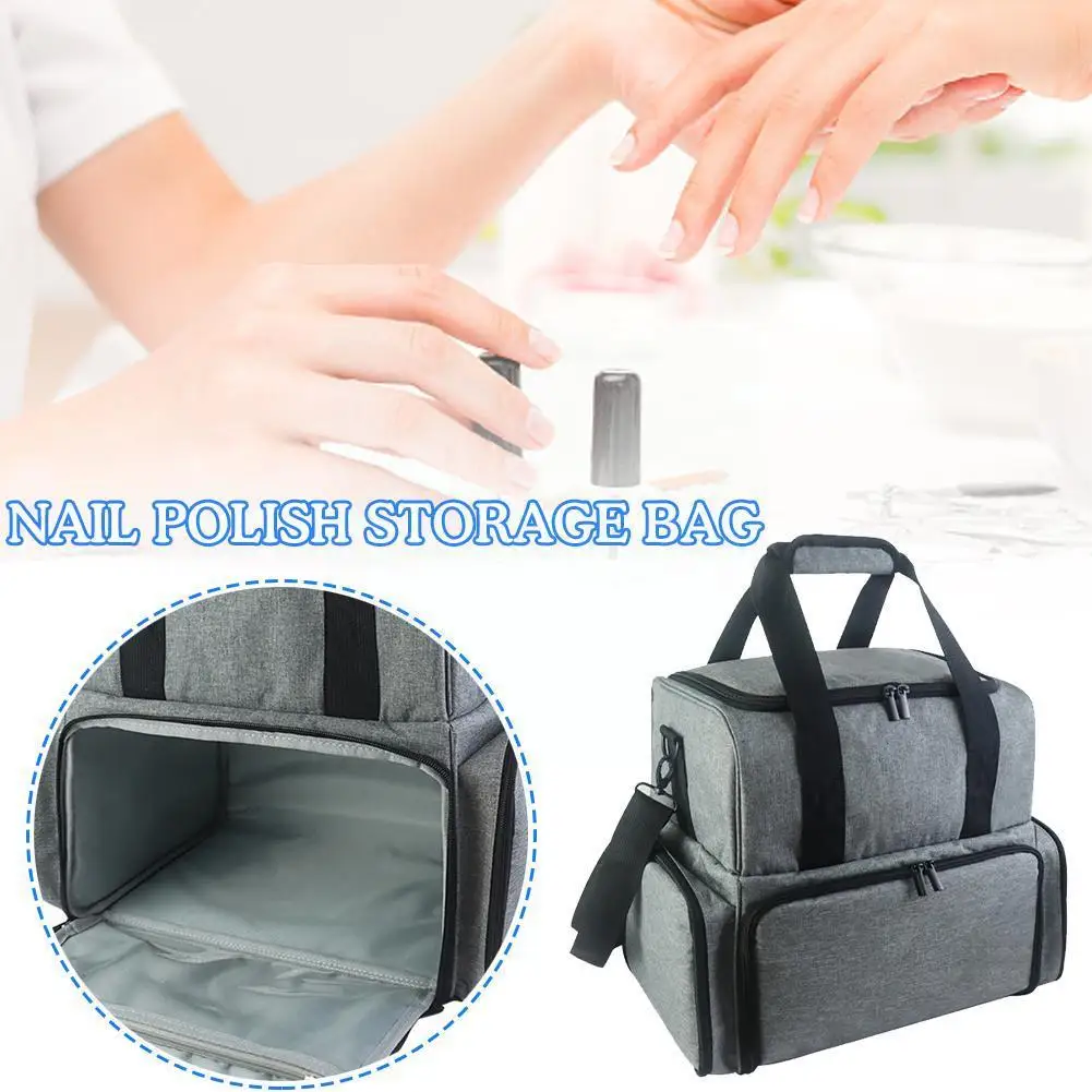 

Double Layer Nail Polish Storage Bag Holds 80 Bottles Oil Nail Polish Carry Travel Essential Organizer (15ml), Bag Portable C7l3