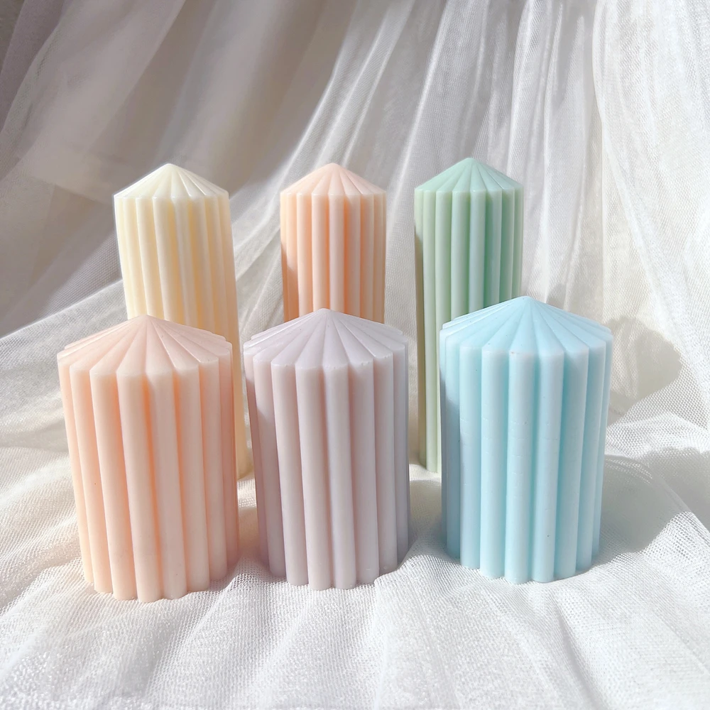 

Unique Striped Column Home Candle Mould Thick Ribbed Pillar Candle Silicone Mold Aesthetic Modern Decorative Taper Wax Tool Mold
