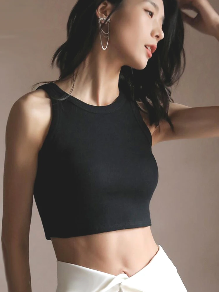 2022 Knitted Women's Vest Halter Tanks White Crop Top Ribbed Female Sexy Short Casual Fitness Basic Off Shoulder Summer Clothing |