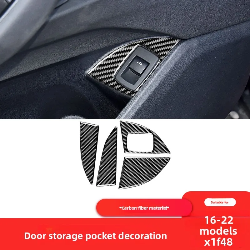 Фото Подходит для BMW 16-22 X1X2 F48, детали для внутренней модификации из углеродного волокна, декоративная наклейка на кнопку багажника №1