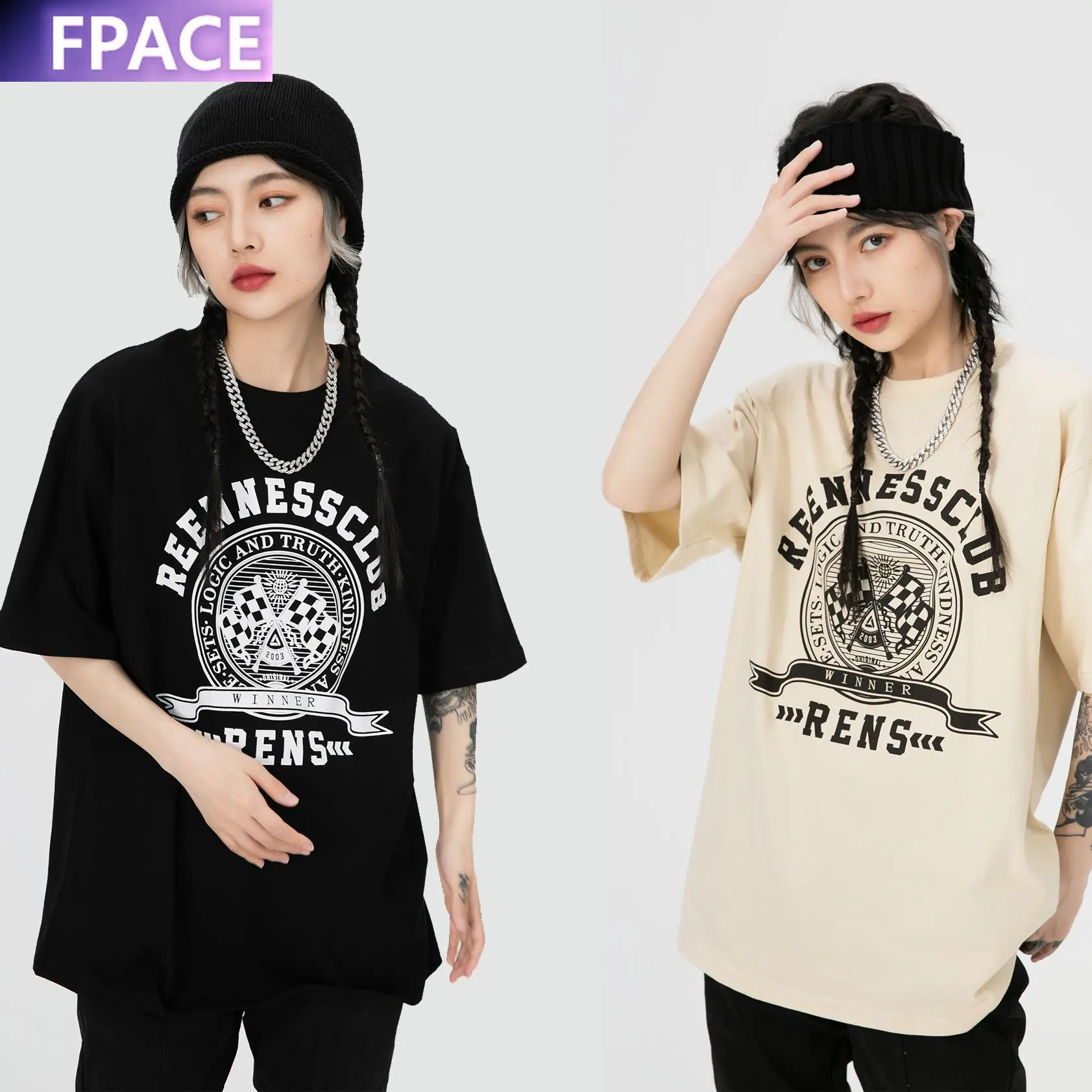 

Designer Original High Street Fashion Brand Racing Check Flag Winner T-shirt Short Sleeve Couple Oversized Cotton Clothing