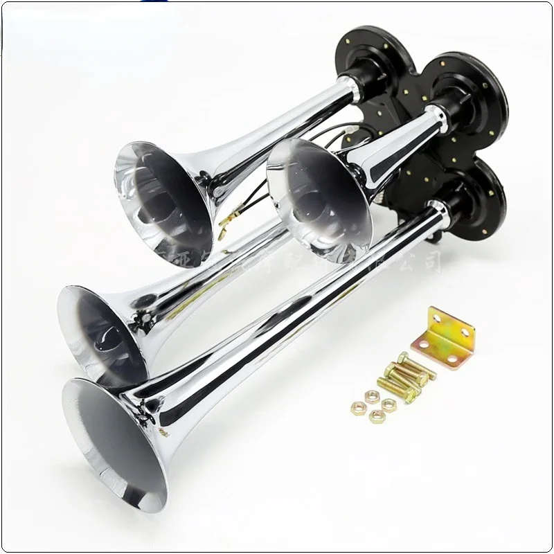 AS034 12 В/24 В четырехтрубный черный хромированный Электрический воздушный гудок